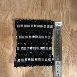 Y2K elastic cuff bracelet. Black with clear crystal.